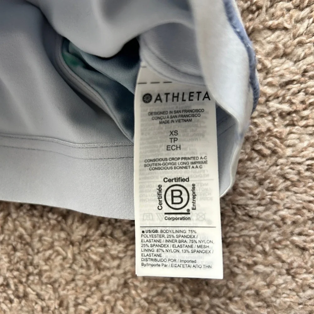 Athleta I Conscious Crop A-C Sports Bra Top I Size XS I‎ Tie Dye Racerback